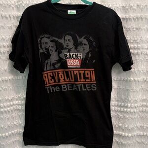 The Beatles Black Tee with Green Label